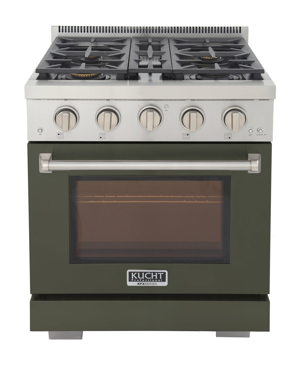 KUCHT Professional 30 in. 4.2 cu. ft. Propane Gas Range and Convection Oven in Olive Green with True Simmer Burners