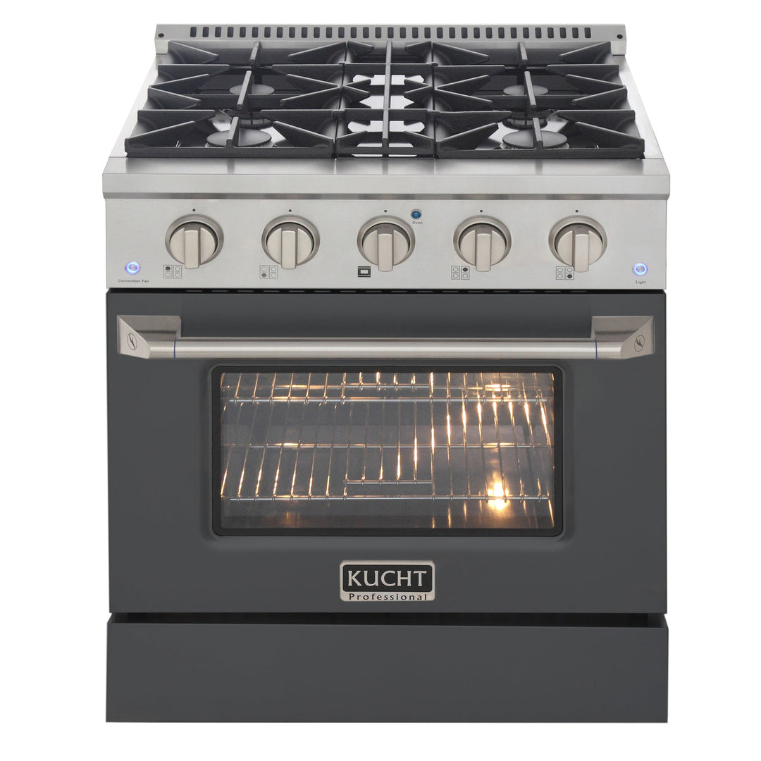 KUCHT Professional 30 in. 4.2 cu. ft. Propane Gas Range with Sealed Burners and Convection Oven in Stainless Steel with Cement Grey Oven Door