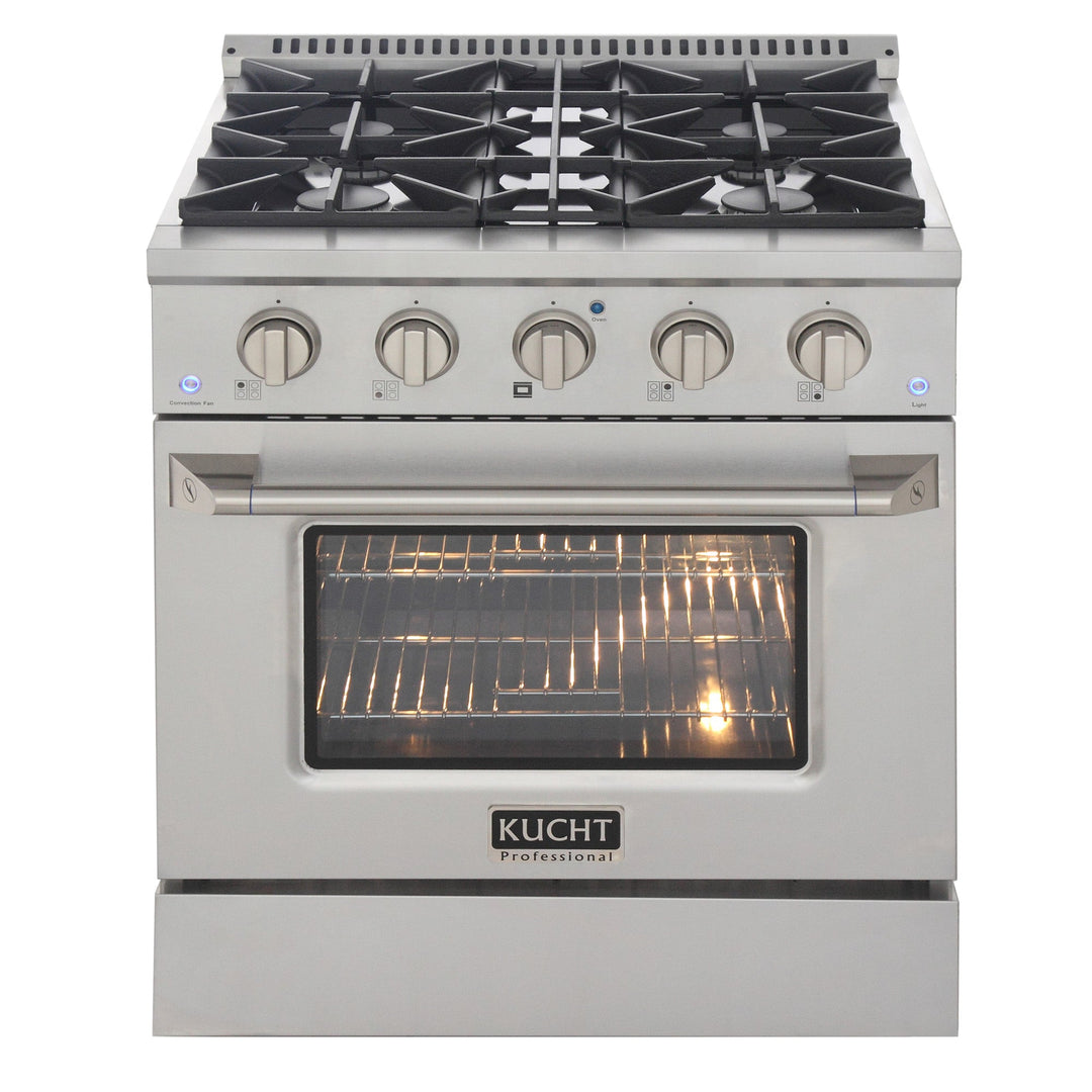 KUCHT Professional 30 in. 4.2 cu. ft. Propane Gas Range with Sealed Burners and Convection Oven in Stainless Steel with Silver Oven Door
