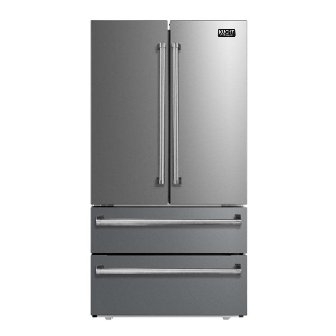 KUCHT Professional 36 in. 22.5 cu. ft. Counter Depth Freestanding French Door Refrigerator in Stainless Steel with Ice Maker