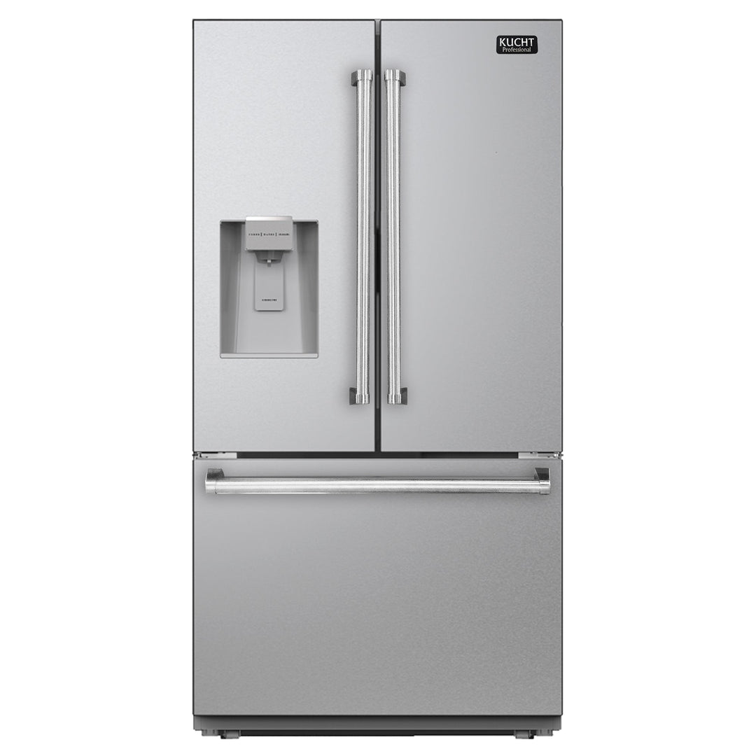 KUCHT Professional 36 in. 28.9 cu. ft. Standard Depth Freestanding French Door Refrigerator in Stainless Steel with Ice and Water Dispenser