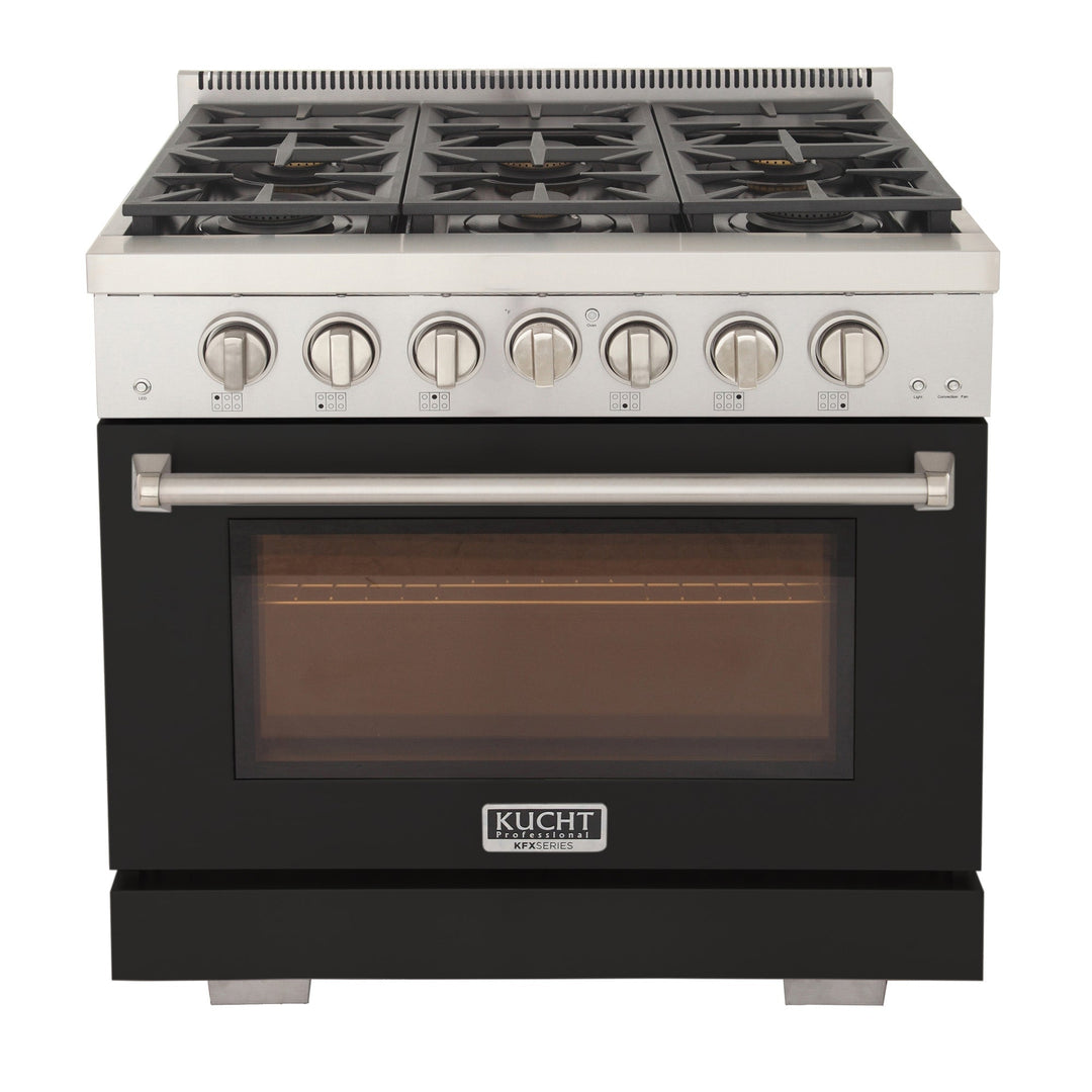 KUCHT Professional 36 in. 5.2 cu. ft. Natural Gas Range and Convection Oven in Black with True Simmer Burners