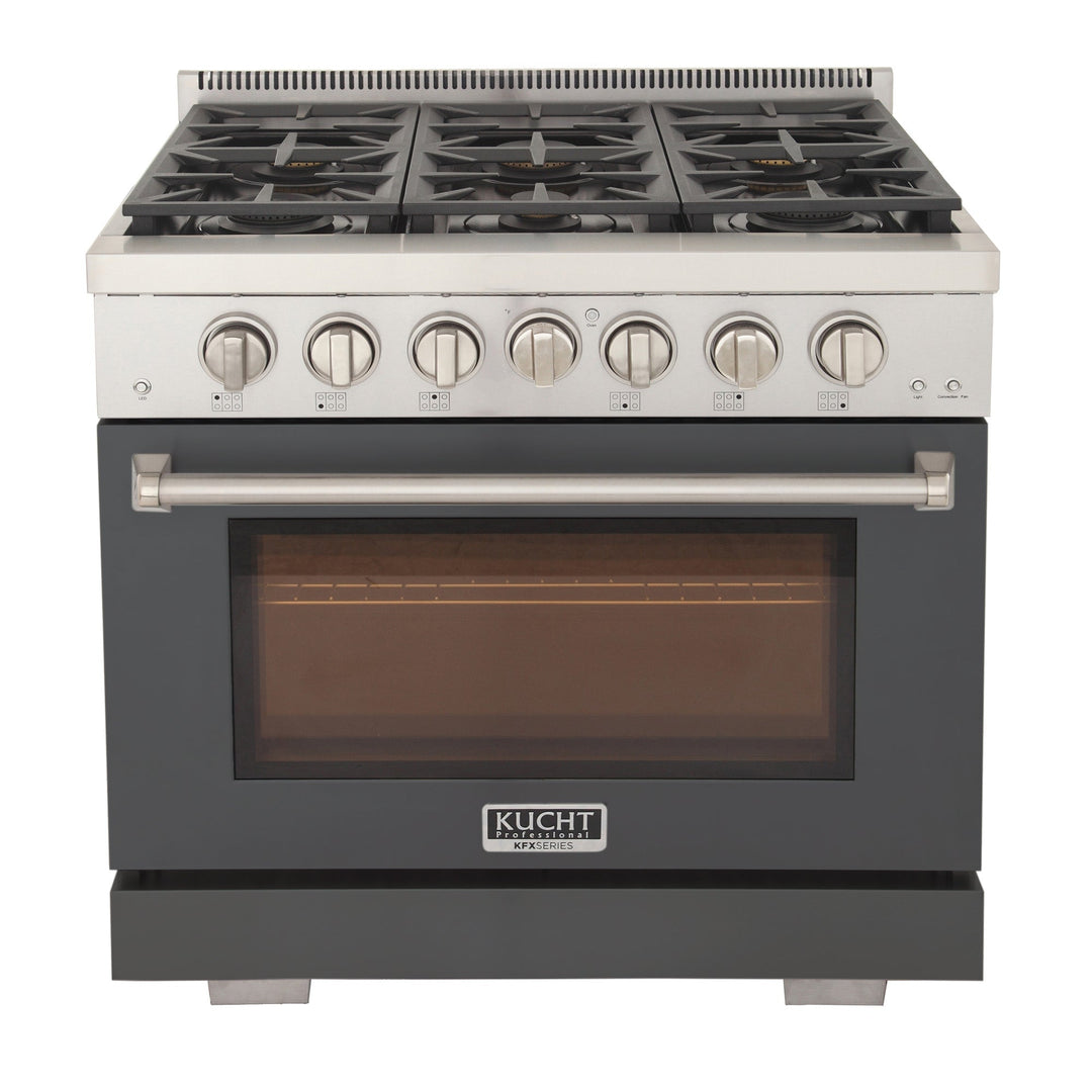KUCHT Professional 36 in. 5.2 cu. ft. Natural Gas Range and Convection Oven in Cement Gray with True Simmer Burners