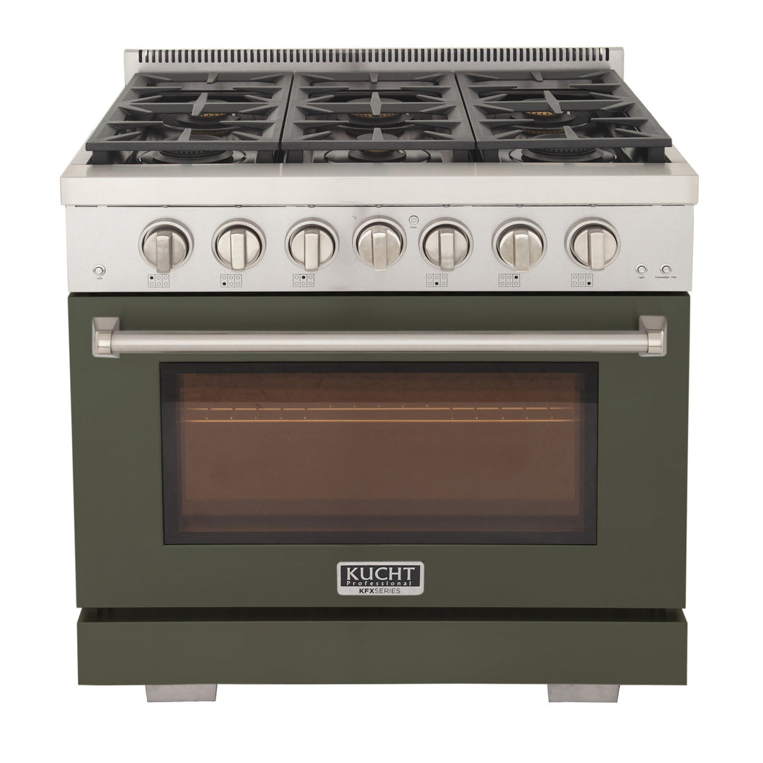 KUCHT Professional 36 in. 5.2 cu. ft. Natural Gas Range and Convection Oven in Olive Green with True Simmer Burners