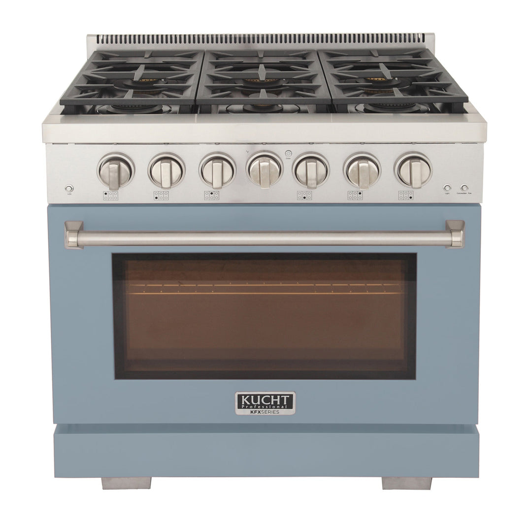 KUCHT Professional 36 in. 5.2 cu. ft. Propane Gas Range and Convection Oven in Light Blue with True Simmer Burners