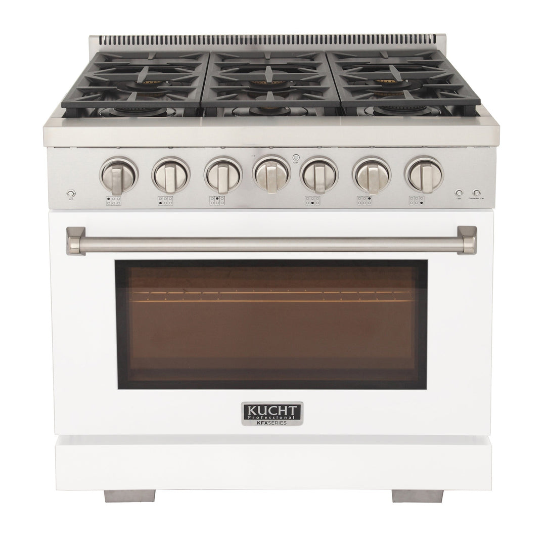 KUCHT Professional 36 in. 5.2 cu. ft. Propane Gas Range and Convection Oven in White with True Simmer Burners