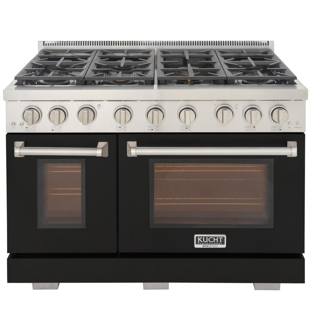 KUCHT Professional 48 in. 6.7 cu. ft. Natural Gas Range Two Ovens - One Convection - in Black with True Simmer Burners