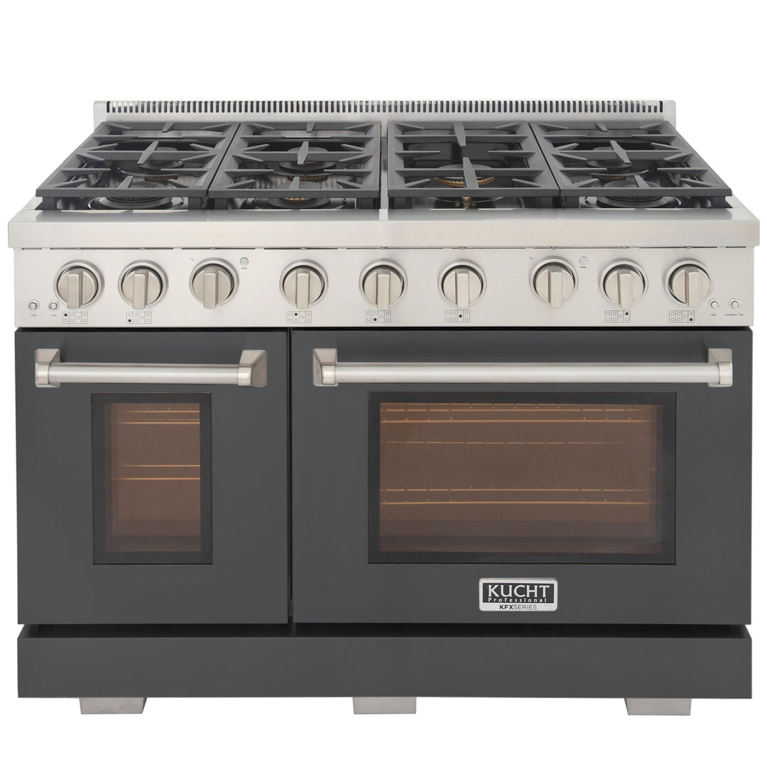 KUCHT Professional 48 in. 6.7 cu. ft. Natural Gas Range Two Ovens - One Convection - in Cement Gray with True Simmer Burners