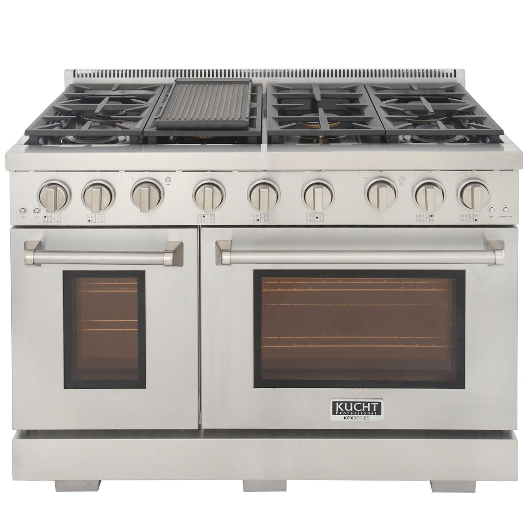 KUCHT Professional 48 in. 6.7 cu. ft. Natural Gas Range Two Ovens - One Convection - in Stainless Steel with True Simmer Burners