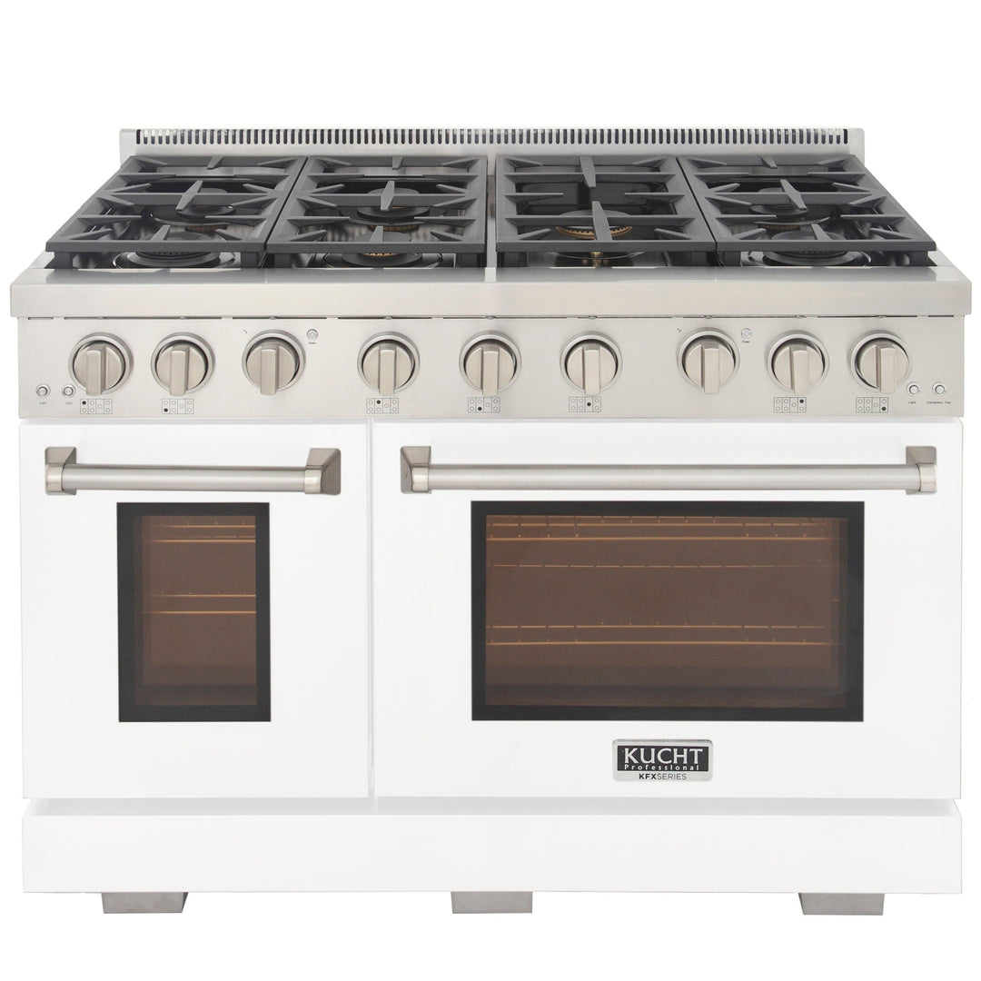 KUCHT Professional 48 in. 6.7 cu. ft. Propane Gas Range Two Ovens - One Convection - in White with True Simmer Burners