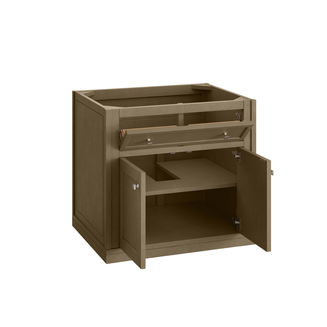 Chicago 30" Single Vanity, Walnut Whisper, w/ Single Hole 3CM White Zeus Silestone® Top & Backsplash