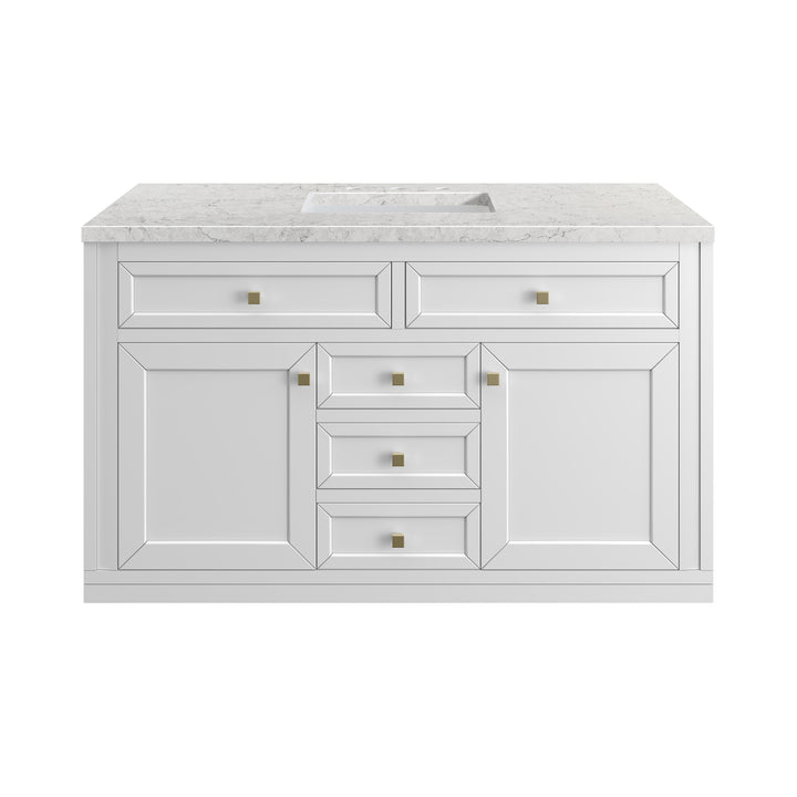 Chicago 48" Single Vanity, Glossy White, w/ 3 CM Eternal Jasmine Pearl Silestone® Top w/FreePower Wireless Charger