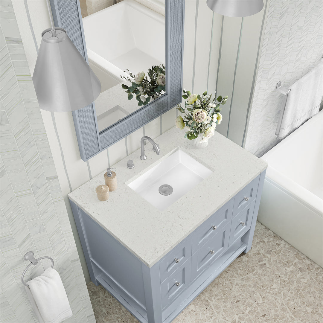 Breckenridge 36" Single Vanity, Serenity Blue, w/ 3 CM Lime Delight Quartz Top