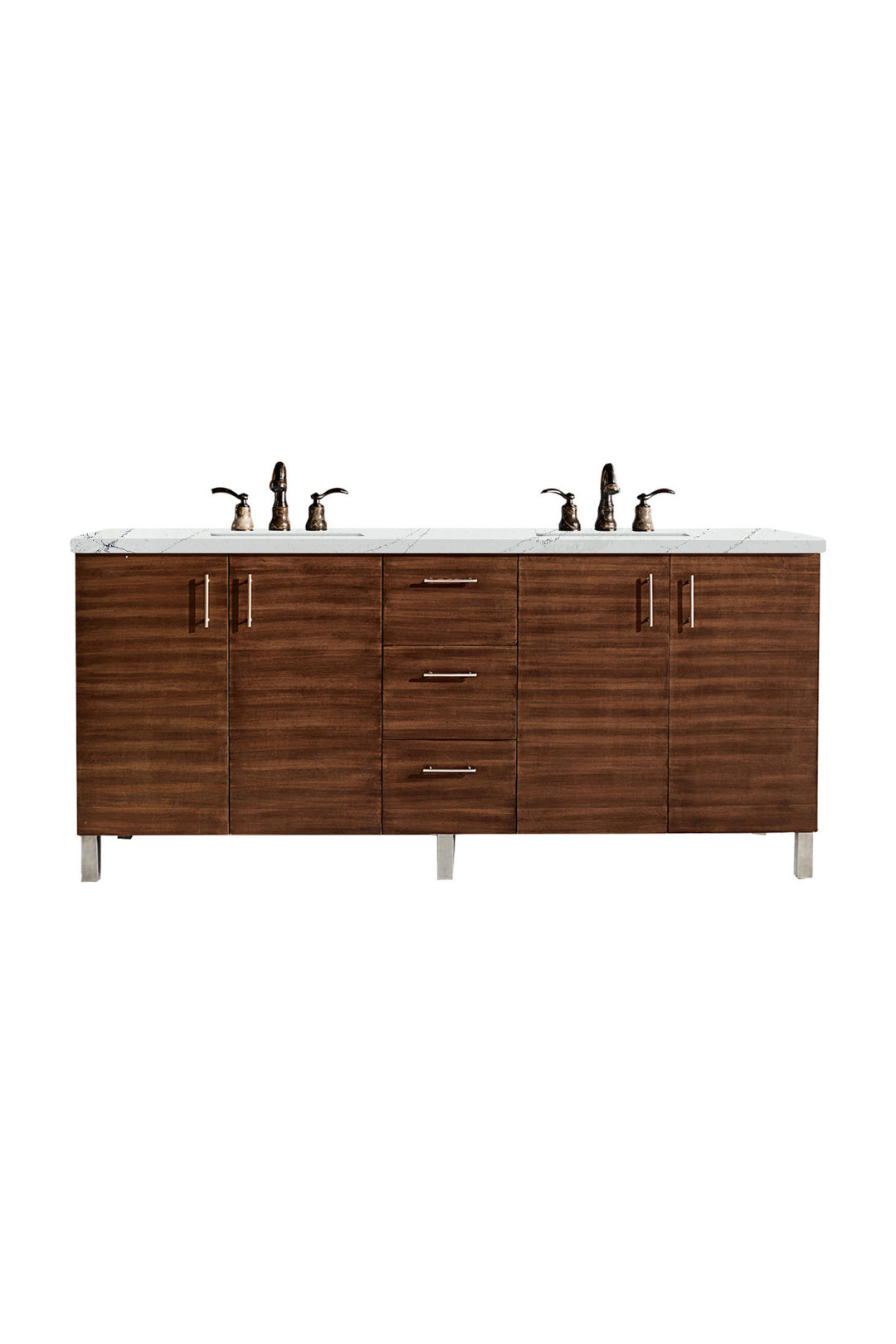 Metropolitan 72" Double Vanity, American Walnut w/ 3 CM Ethereal Noctis Silestone Top