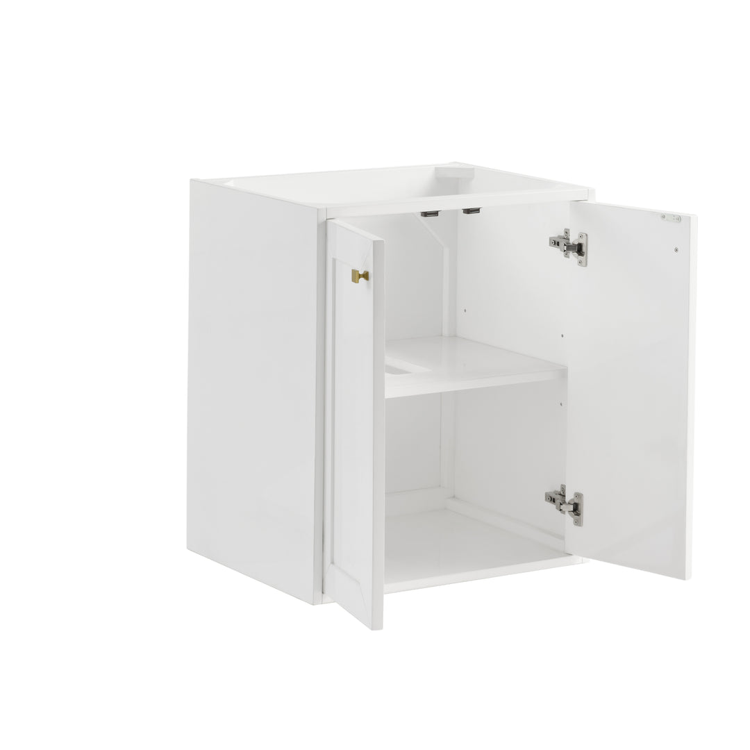 Chianti 24" Single Cabinet, Glossy White, Champagne Brass