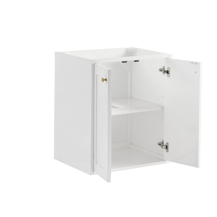 Chianti 24" Single Cabinet, Glossy White, Champagne Brass