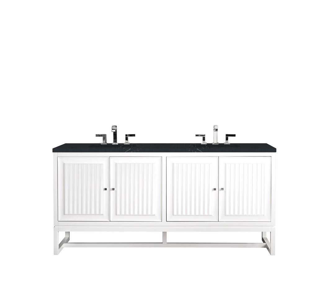 Athens 72" Double Vanity, Glossy White w/ 3 CM Charcoal Soapstone Silestone Top