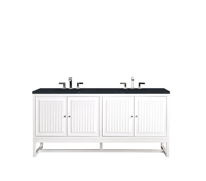 Athens 72" Double Vanity, Glossy White w/ 3 CM Charcoal Soapstone Silestone Top