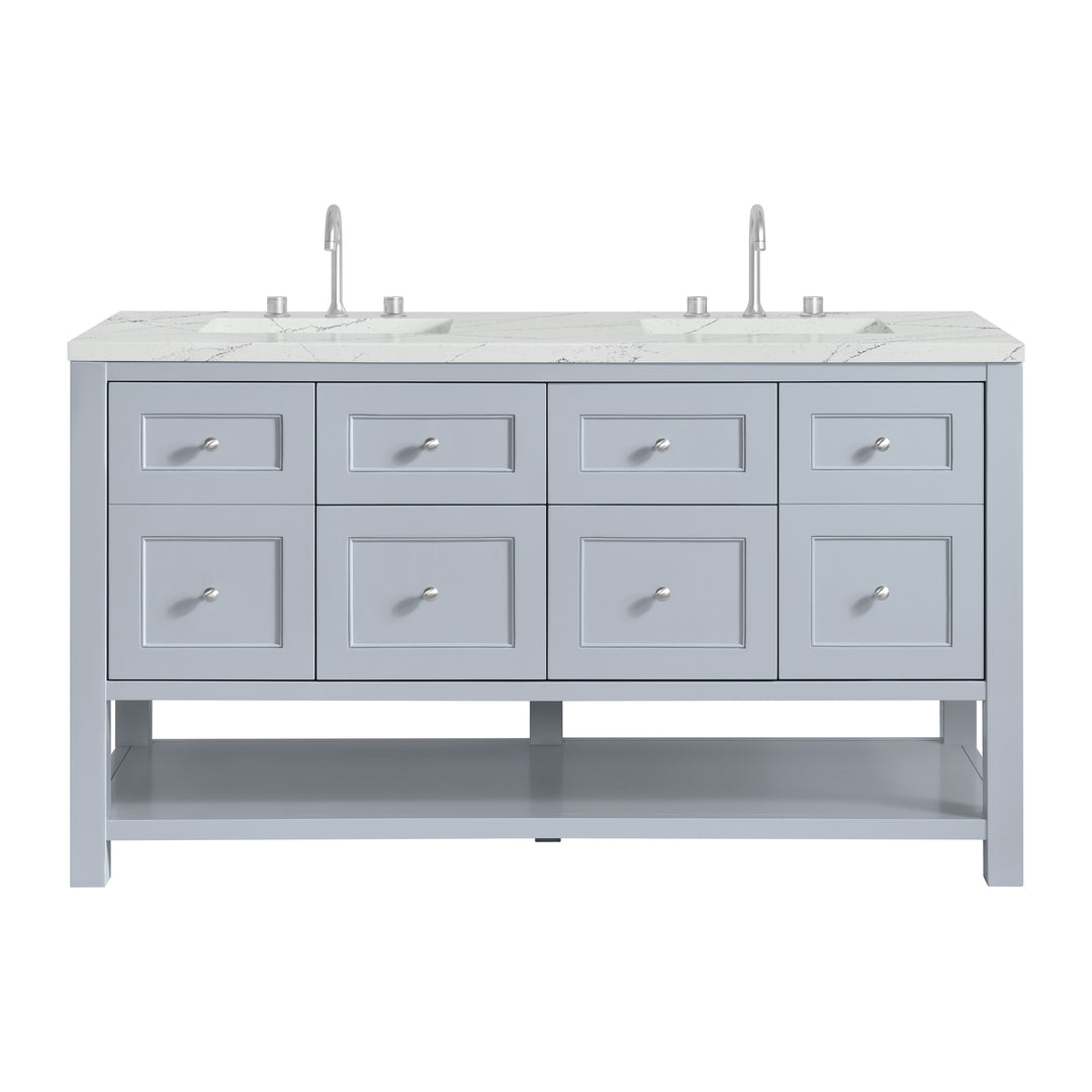 Breckenridge 60" Double Vanity, Serenity Blue, w/ 3 CM Ethereal Noctis Quartz Top