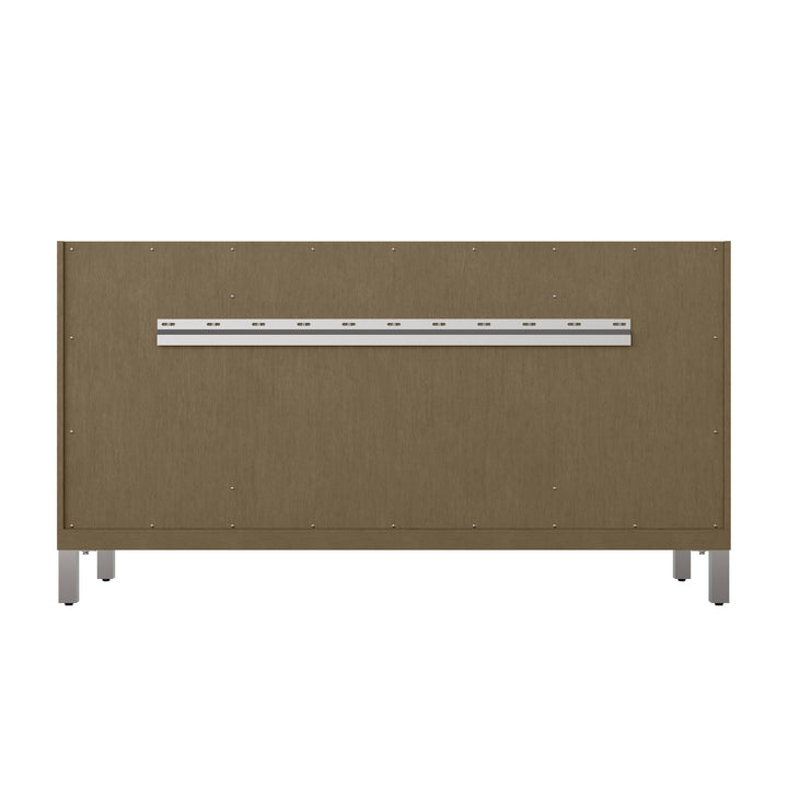 Chicago 60" Double Vanity, Walnut Whisper, w/ 3 CM Victorian Silver Silestone® Top w/FreePower Wireless Charger