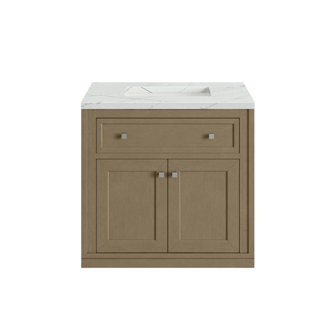 Chicago 30" Single Vanity, Walnut Whisper, w/ 3 CM Ethereal Noctis Silestone® Top