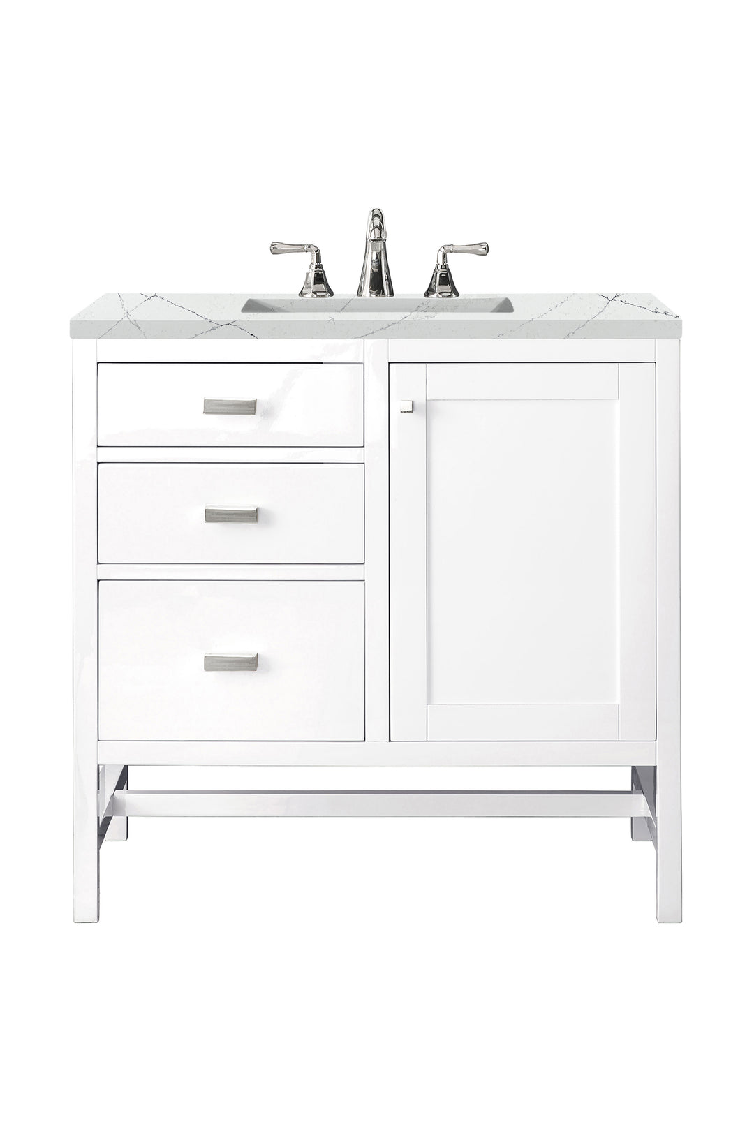 Addison 36" Single Vanity, Glossy White w/ 3 CM Ethereal Noctis Top