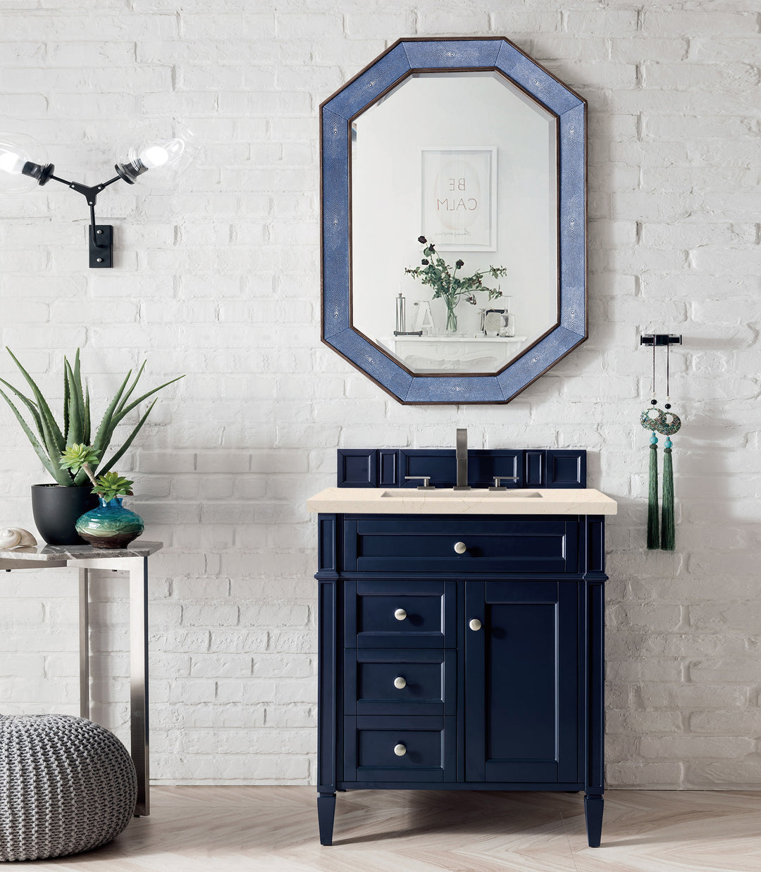 Brittany 30" Single Vanity, Victory Blue w/ 3 CM Eternal Marfil Silestone Top