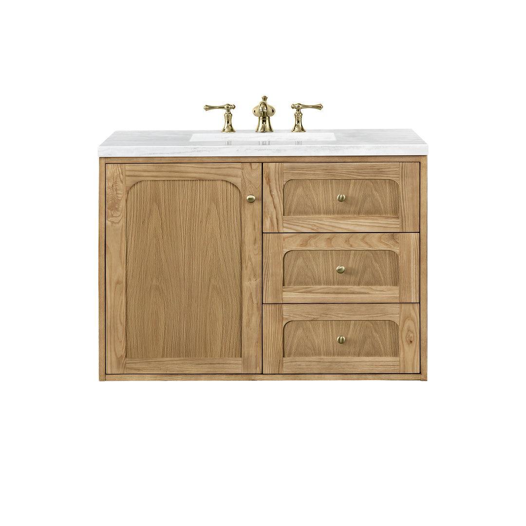 Laurent 36" Single Vanity, Light Natural Oak w/ 3 CM Arctic Fall Top