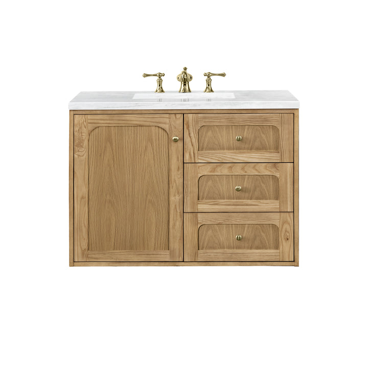 Laurent 36" Single Vanity, Light Natural Oak w/ 3 CM Arctic Fall Top
