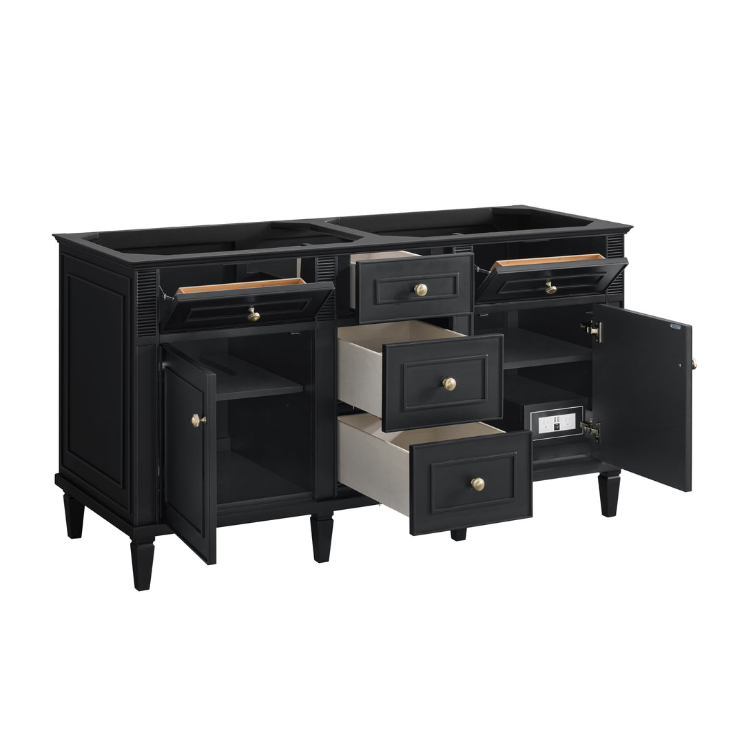 Lorelai 60" Double Vanity, Black Onyx w/ 3 CM White Zeus Silestone Top