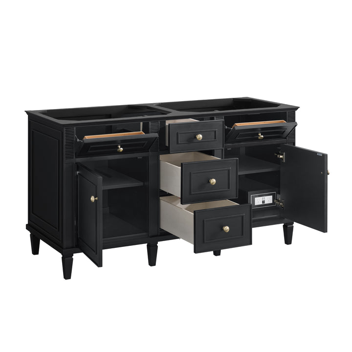 Lorelai 60" Double Vanity, Black Onyx w/ 3 CM White Zeus Silestone Top