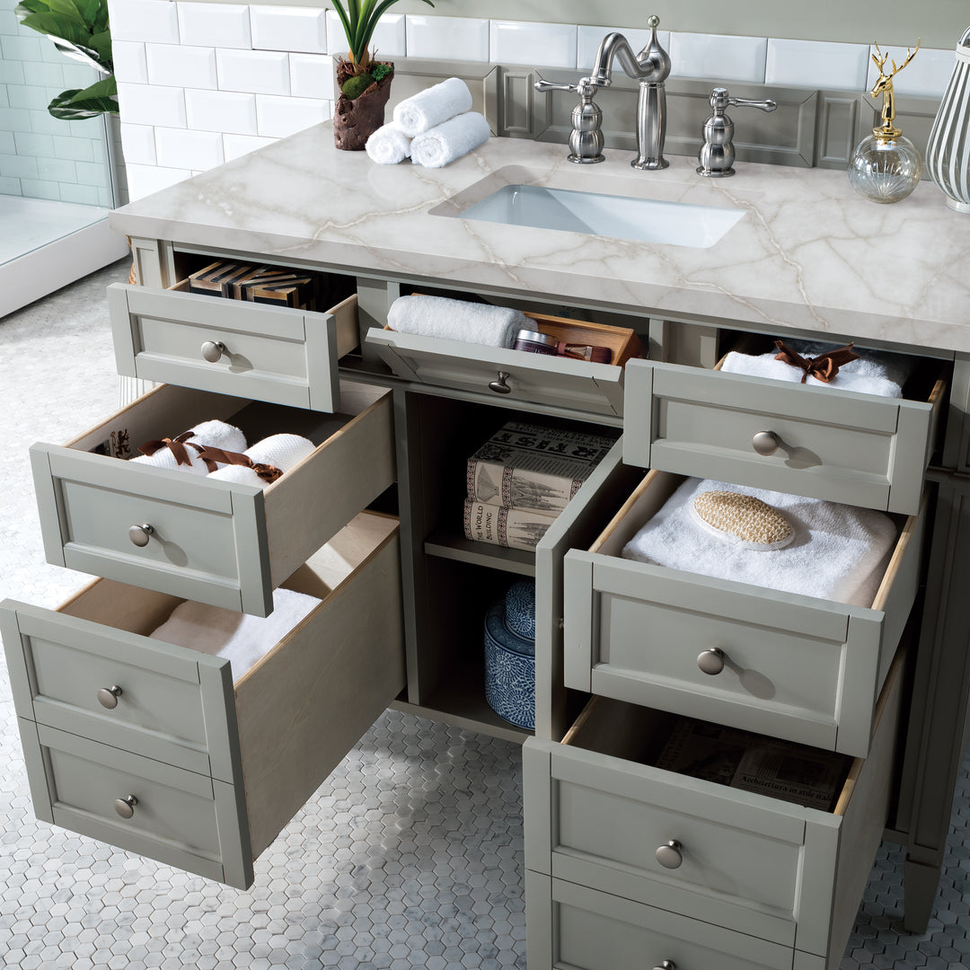 Brittany 48" Single Vanity, Urban Gray w/ 3 CM Victorian Silver Silestone Top
