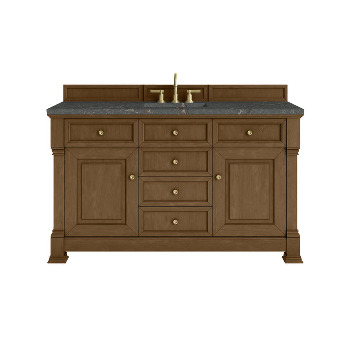 Brookfield 60" Single Vanity, Honey Oak w/ 3 CM Parisien Bleu Silestone® Top