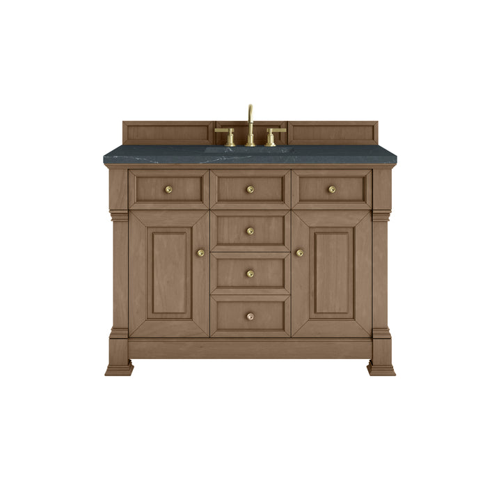 Brookfield 48" Single Vanity, Pecan w/3 CM Charcoal Soapstone Silestone® Top