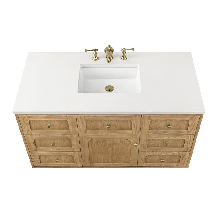 Laurent 48" Single Vanity, Light Natural Oak w/ 3 CM White Zeus Top