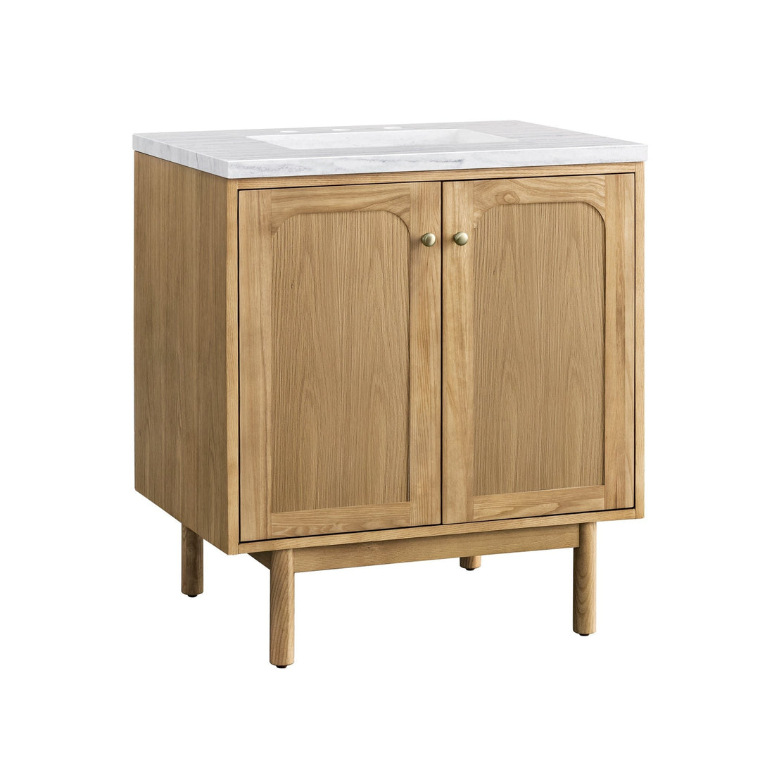 Laurent 30" Single Vanity, Light Natural Oak w/ 3 CM Arctic Fall Top