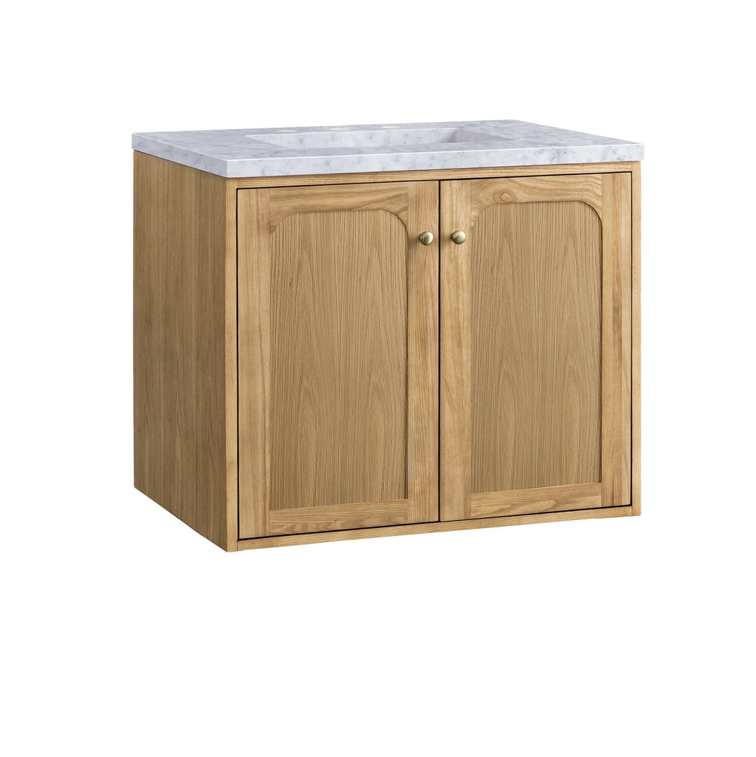 Laurent 30" Single Vanity, Light Natural Oak w/ 3 CM Carrara Marble Top