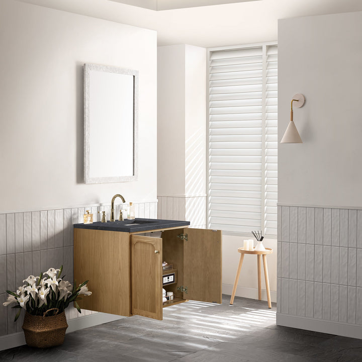 Laurent 30" Single Vanity, Light Natural Oak w/ 3 CM Charcoal Soapstone Top