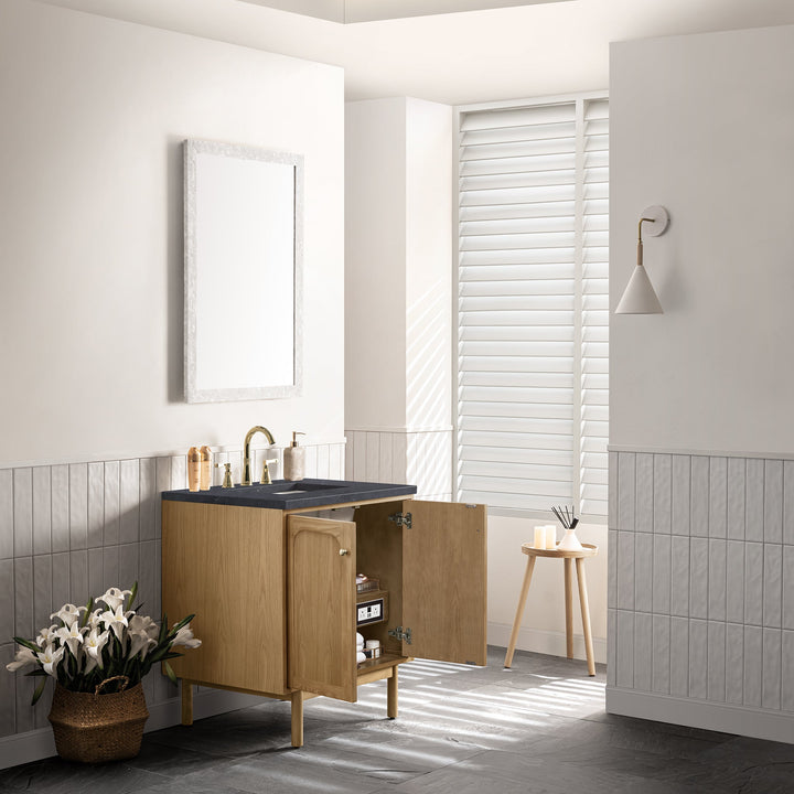 Laurent 30" Single Vanity, Light Natural Oak w/ 3 CM Charcoal Soapstone Top