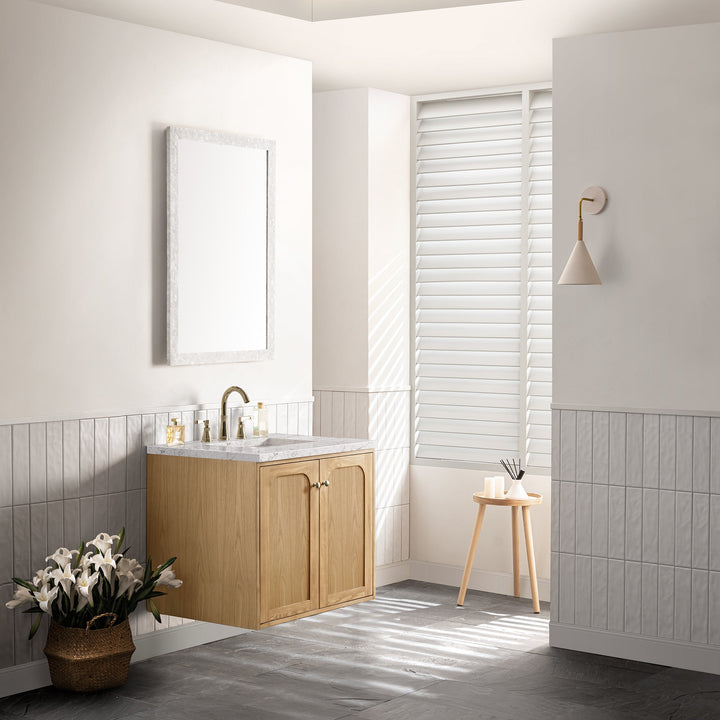 Laurent 30" Single Vanity, Light Natural Oak w/ 3 CM Eternal Jasmine Pearl Top