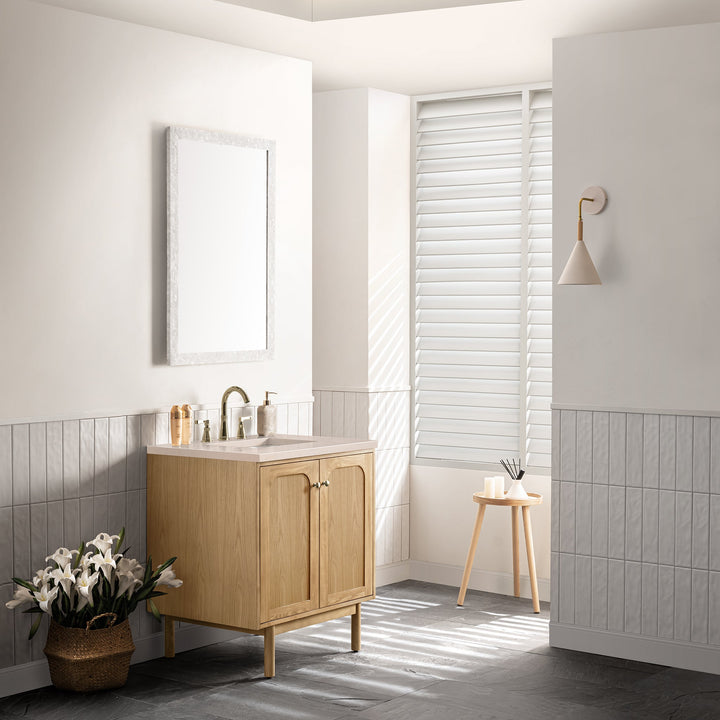 Laurent 30" Single Vanity, Light Natural Oak w/ 3 CM Eternal Marfil Top