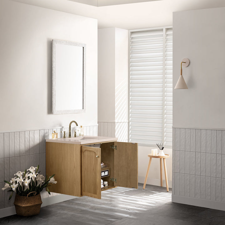 Laurent 30" Single Vanity, Light Natural Oak w/ 3 CM Eternal Marfil Top