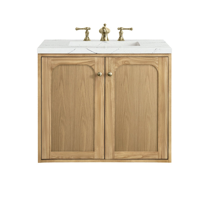 Laurent 30" Single Vanity, Light Natural Oak w/ 3 CM Ethereal Noctis Top
