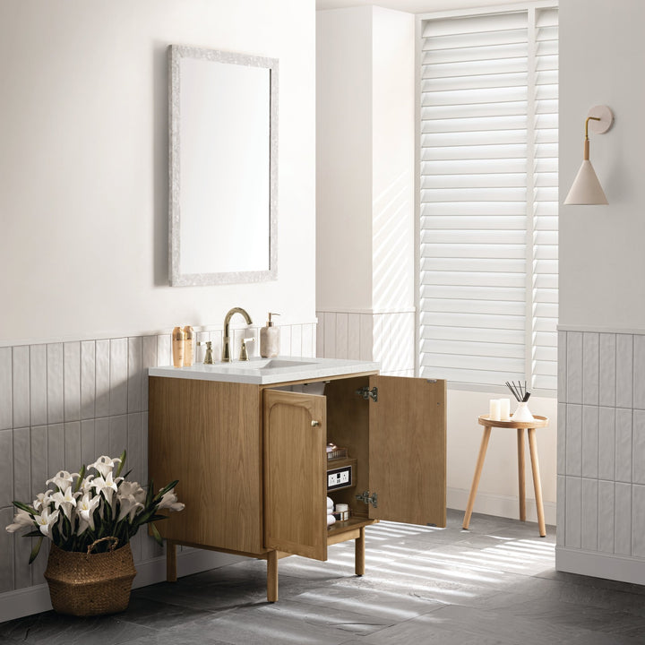 Laurent 30" Single Vanity, Light Natural Oak w/ 3 CM Lime Delight Top