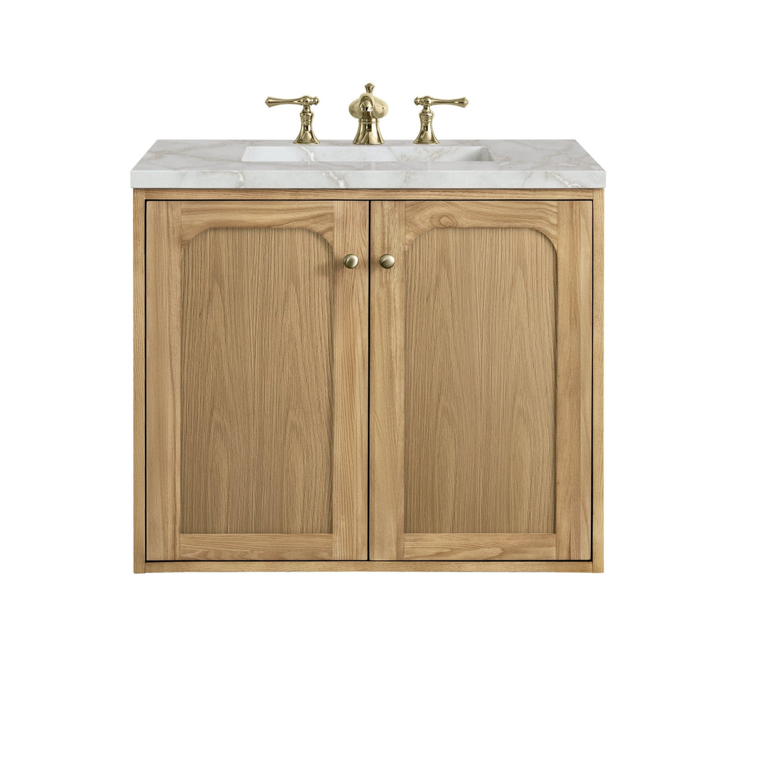 Laurent 30" Single Vanity, Light Natural Oak w/ 3 CM Victorian Silver Top