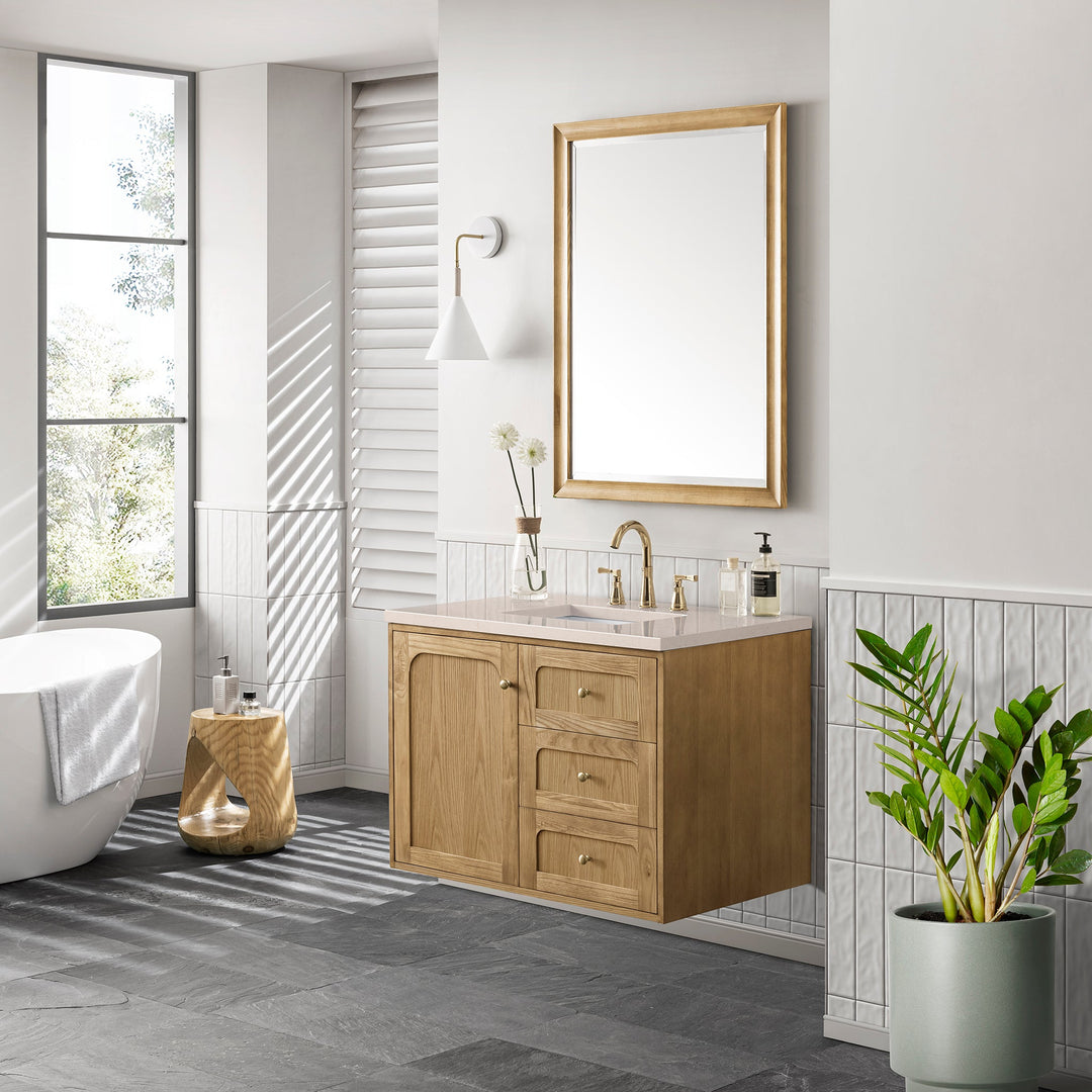 Laurent 36" Single Vanity, Light Natural Oak w/ 3 CM Eternal Marfil Top