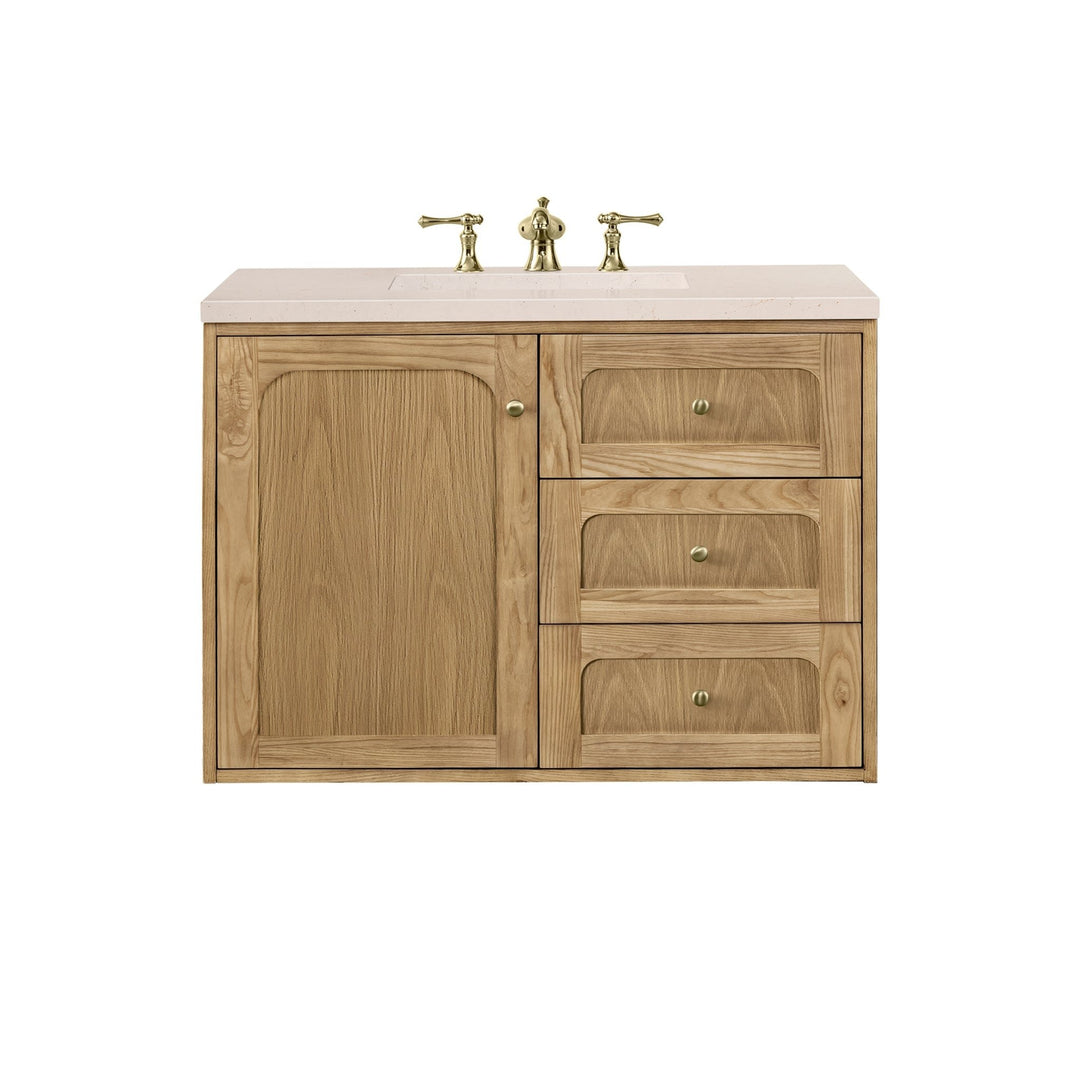 Laurent 36" Single Vanity, Light Natural Oak w/ 3 CM Eternal Marfil Top