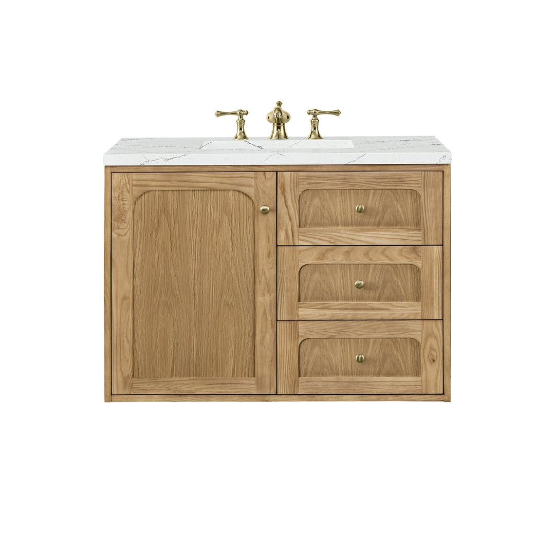 Laurent 36" Single Vanity, Light Natural Oak w/ 3 CM Ethereal Noctis Top