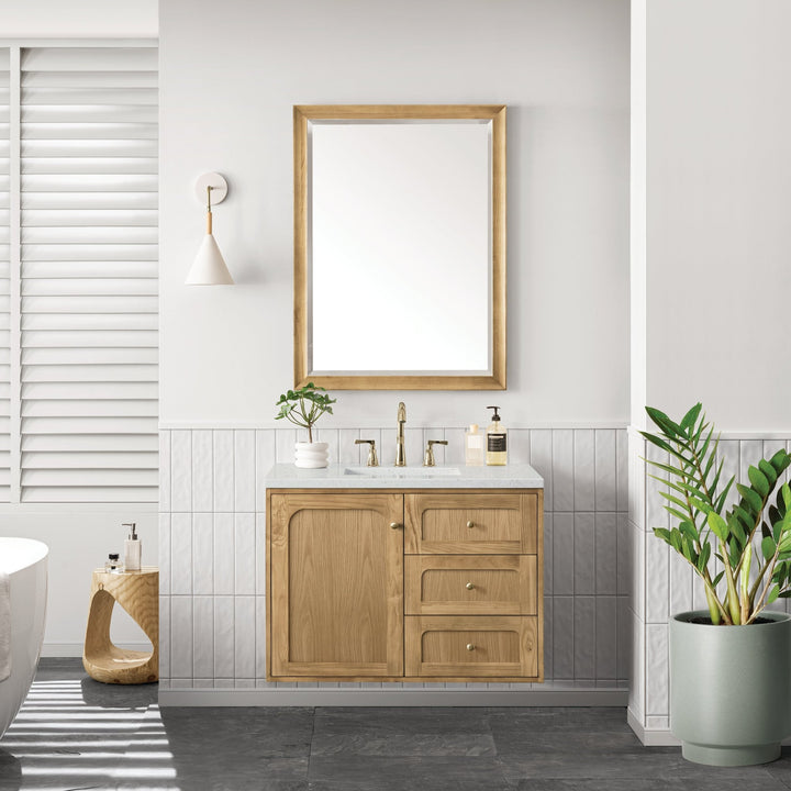 Laurent 36" Single Vanity, Light Natural Oak w/ 3 CM Lime Delight Top