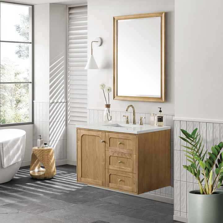 Laurent 36" Single Vanity, Light Natural Oak w/ 3 CM Lime Delight Top
